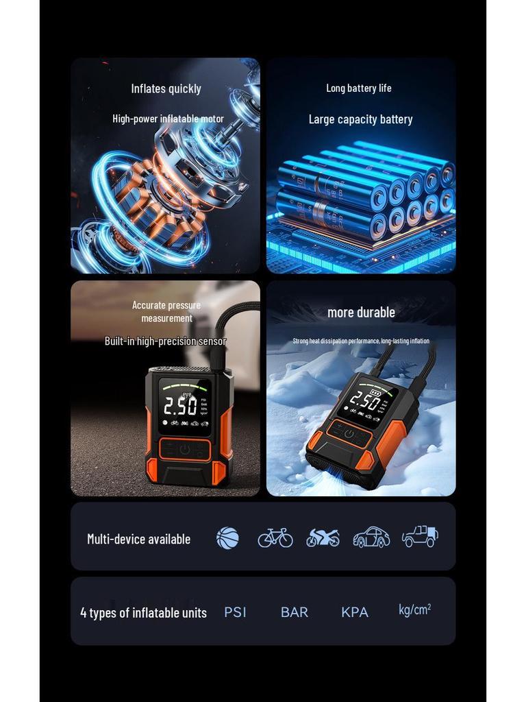 Portable Car Tire Inflator: Wireless Electric High-Pressure Pump for Fast Inflation