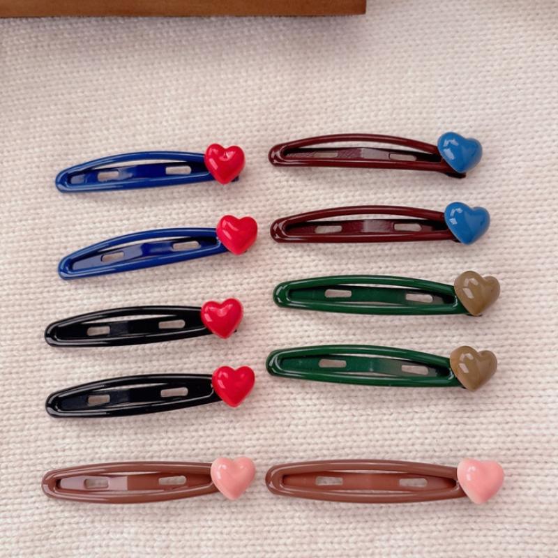 1Pair Sweet Girls Hairpins Bangs Hair Clips Korean Fashion Barrettes Love Heart Decor Y2K Girls Charm Hairgrips Hair Ornaments