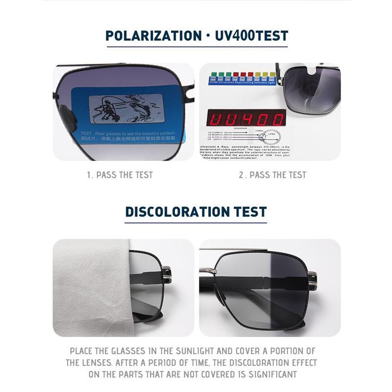 AORON Photochromic Polarized Sunglasses for Men Women Fashion Big Metal Frame UV400 Anti Glare Glasses Outdoor Sports Driving Fishing Eyewear