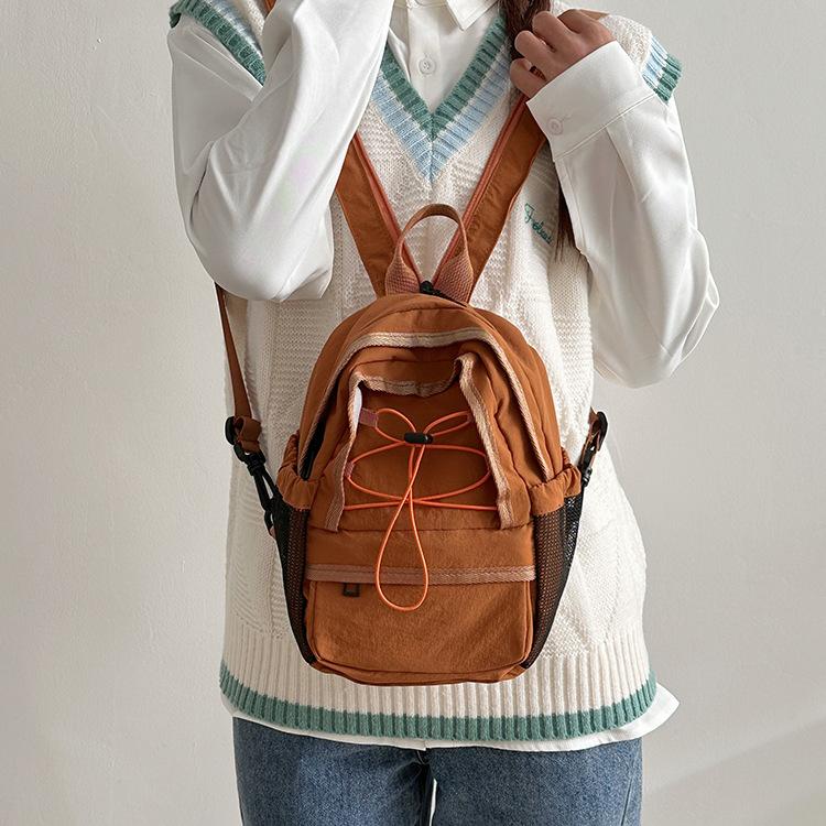 Schoolbag new high-value drawstring contrasting backpack large-capacity sports backpack schoolbag travel bag college style bag