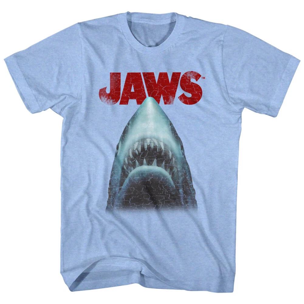 Jaws 70's Thriller Movie Stessed Out Cracked Retro Shark Head Men's T Shirt