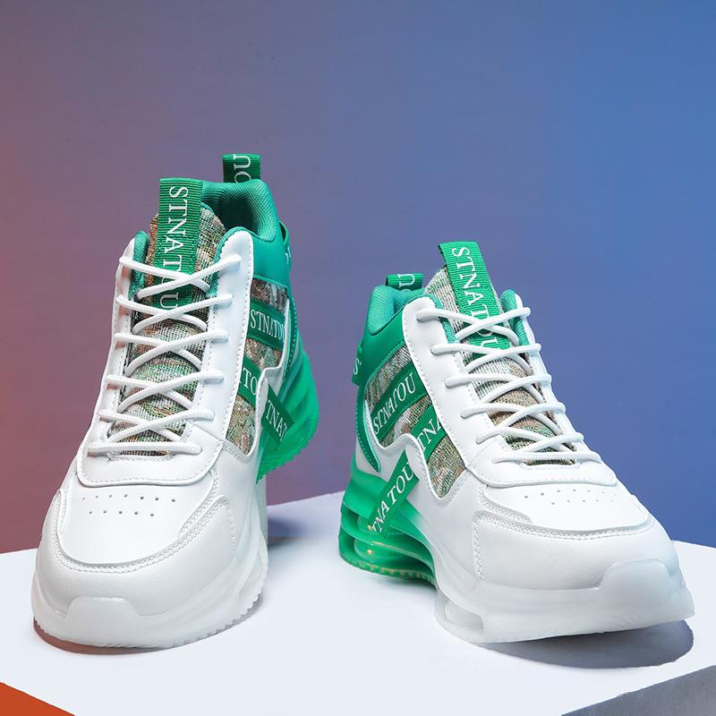 Fashion 2024 New Breathable High Top Sports Shoes for Men's Trendy Casual Shoes with Soft Sole and High Height Youth Running Shoes