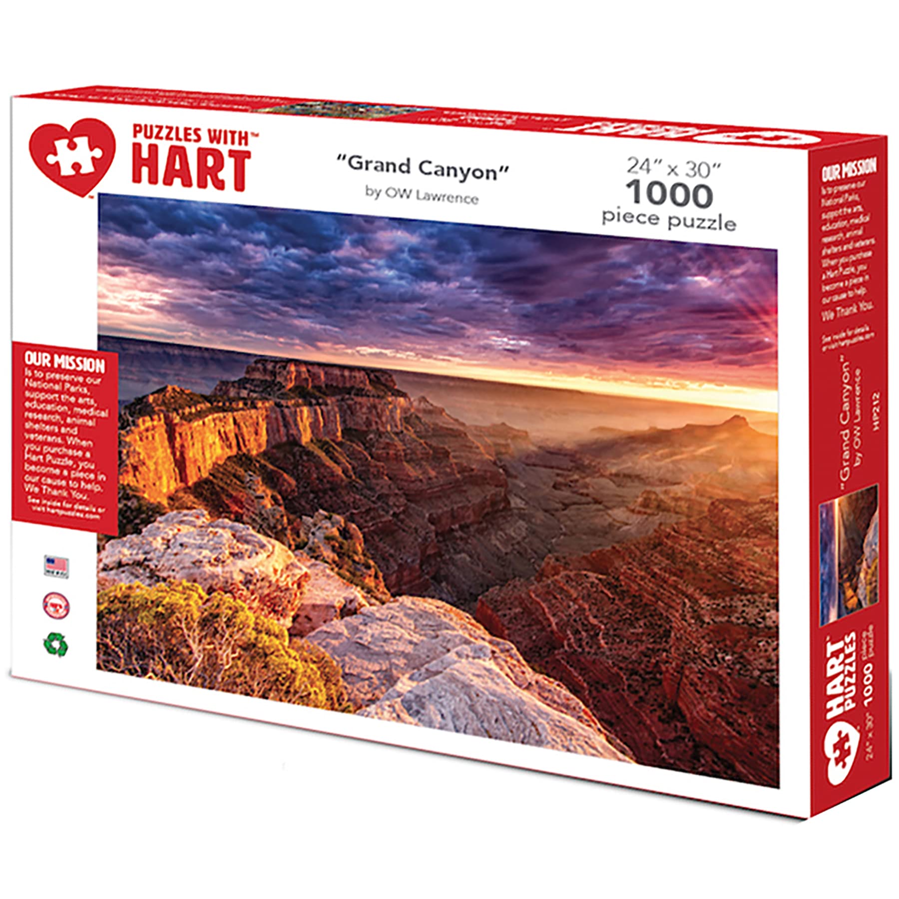 

Heart Puzzle Jigsaw Puzzle 1000 Piece x XL Grand Canyon Lawrence Arizona 24 30 O.W.