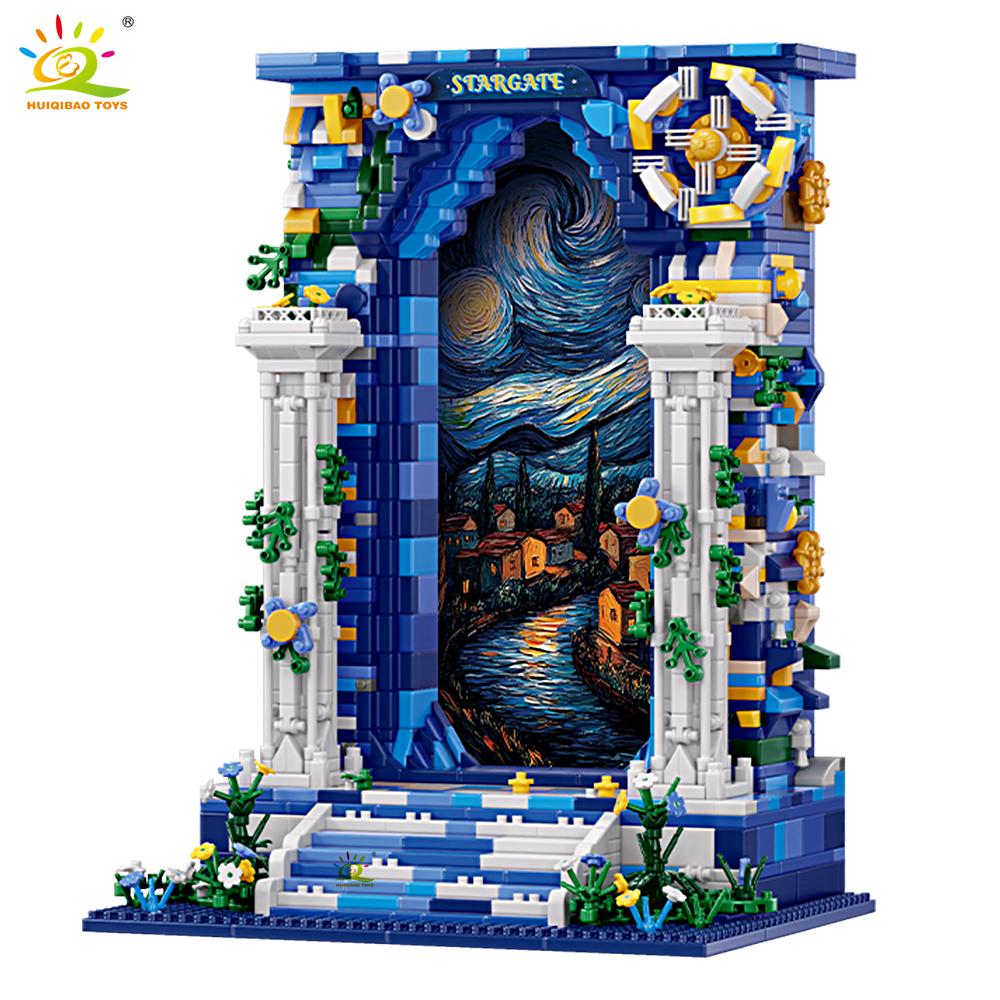 1745pcs Wonderland Starry Sky Door Po Frame Building Blocks Star Gate Display Stand Micro Mini Birck Home Decoration