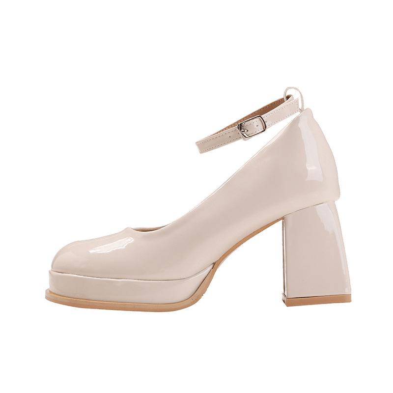 Spring New Inner Height Increase Thick Heel Mary Jane Women's Waterproof Table High-end Bow Wedding Shoes Single Shoes Bridesmaid Shoes