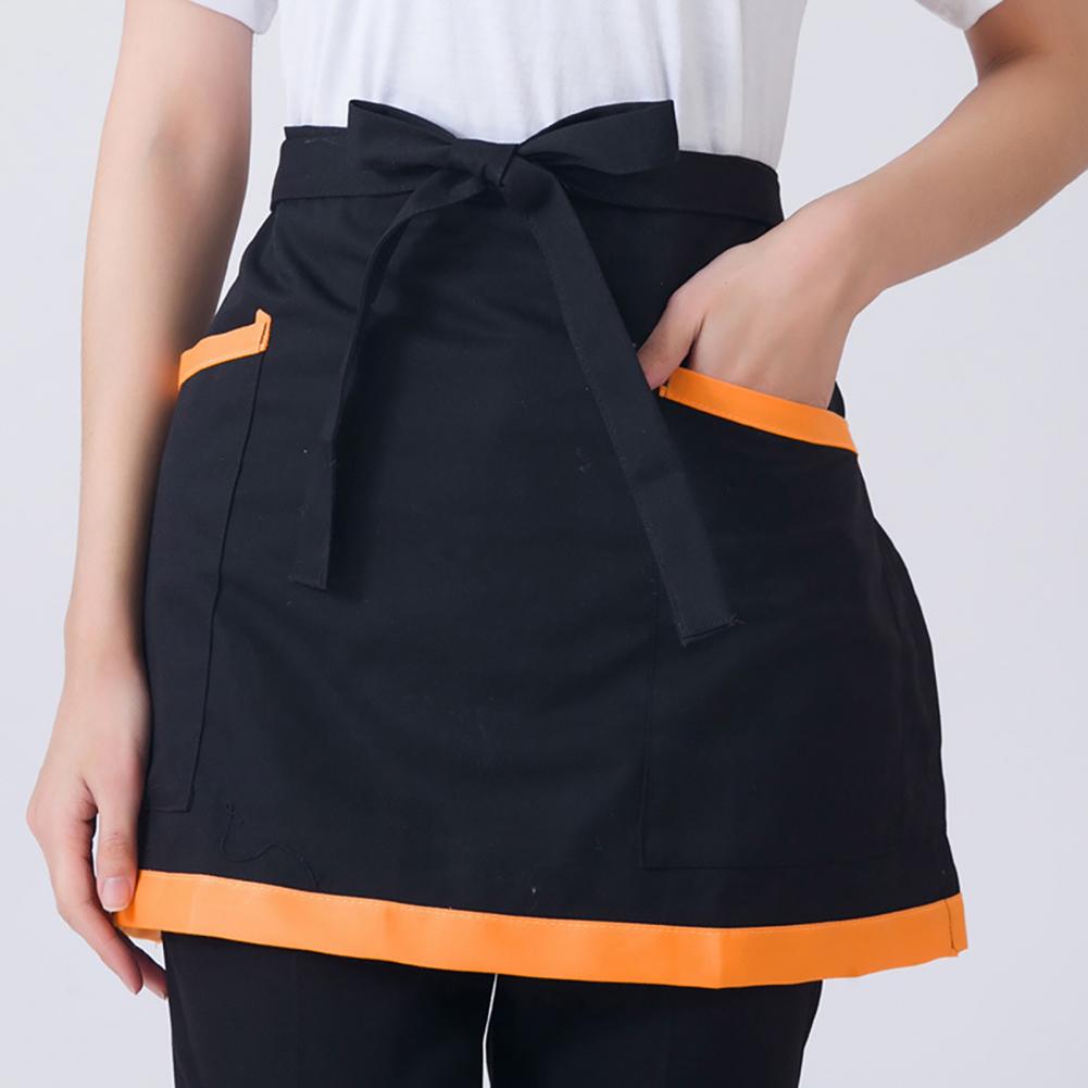 Kitchen Cooking Apron Unisex Striped Plaid Apron With Pocket Waterproof Men Women Waist Apron For Restaurant Bar Short Pinafore