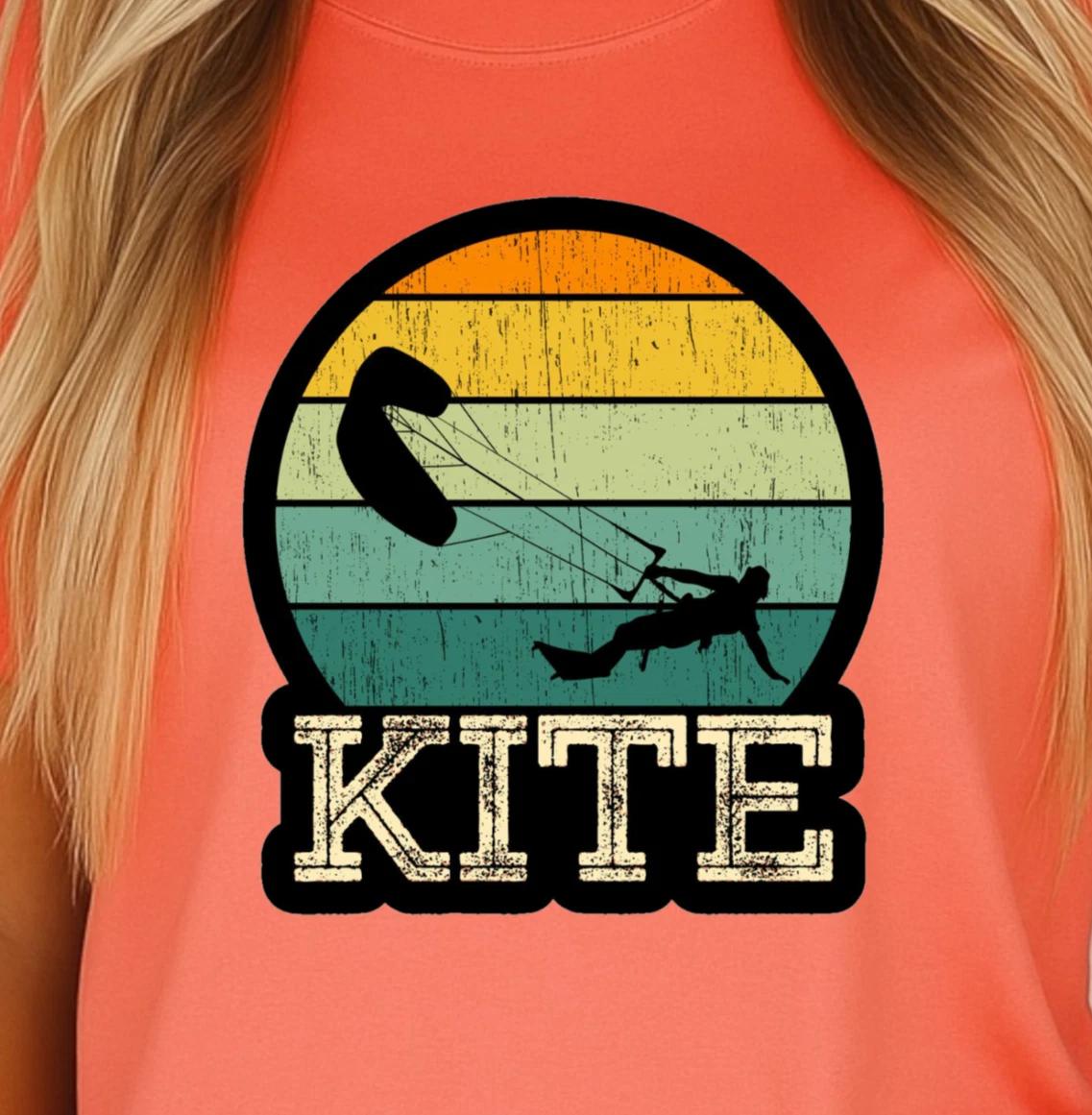 Retro Kiteboarding Sunset T-shirt | Kiteboard Enthusiast Tee, Beach Shirt L