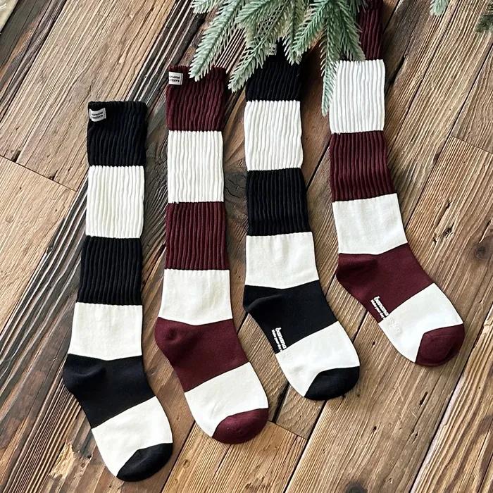 [Banana Sisters] Rugby Block Stripe Knee Socks 2 Colors