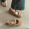 Retro Versatile Round Head Flat Bottom Shallow Mouth Single Shoes Women's 2025 Autumn New Temperament One Word with Skirt Mary Jane Shoes