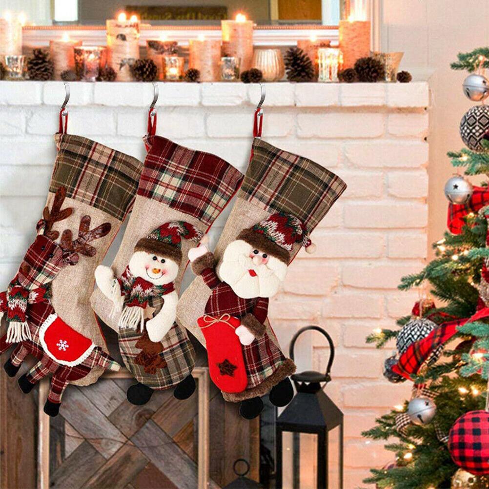 4Pcs Christmas Stocking Holder Fireplace Hanger Hooks Adjustable Metal Stocking Hook for Party Chris