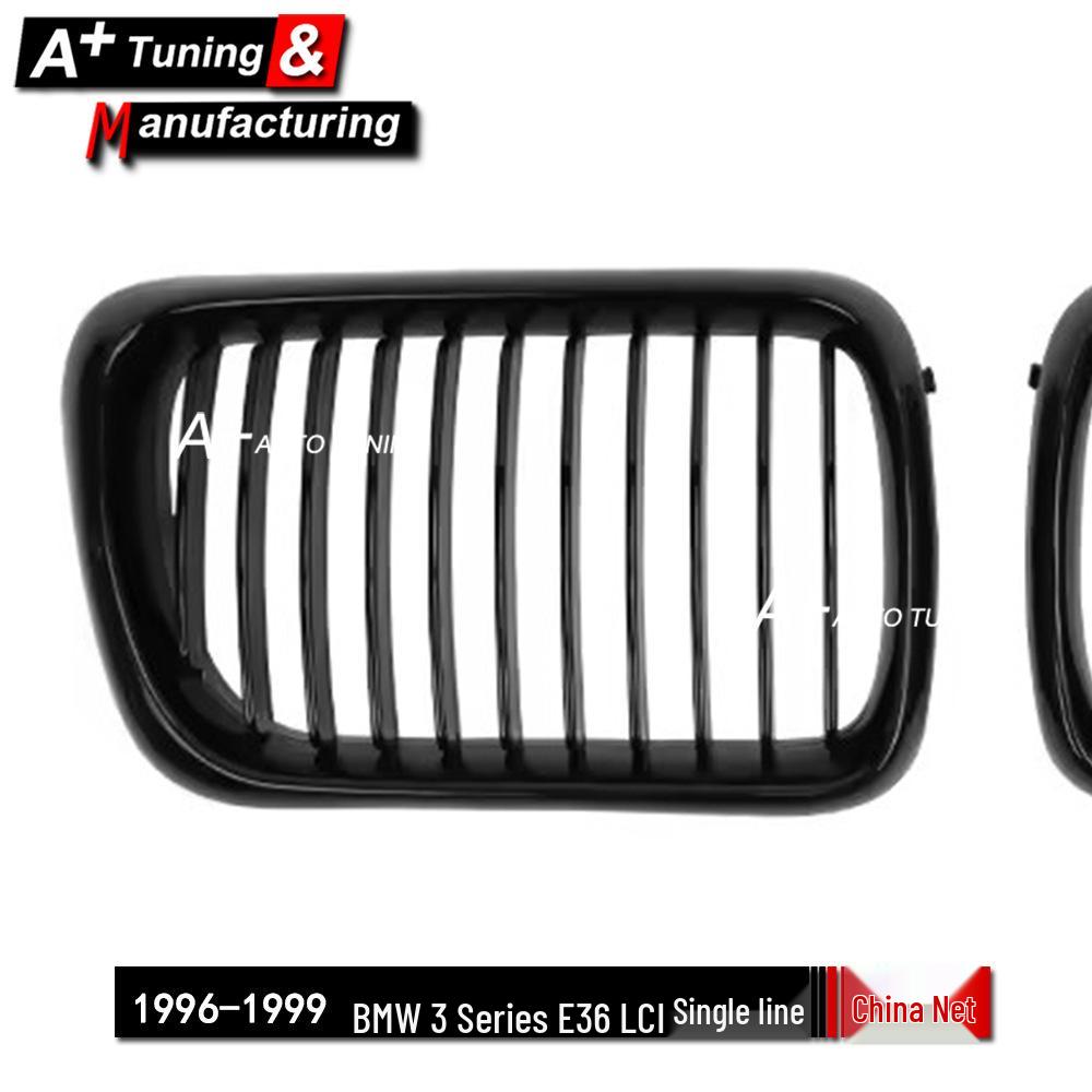 Gloss Black Single-Line Kidney Grille for BMW E36 3 Series (1996-1999) LCI