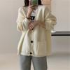 Autumn Women Sweater Knitting Basic Fashion Tops Tees Pockets Cardigan Long Sleeve Korea Shirt Loose Casual Show Thin Coat