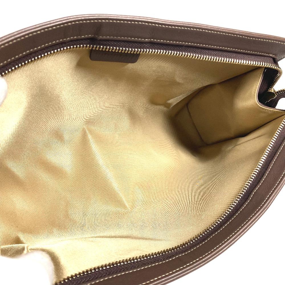 Bvlgari Logo Bag Pouch Cluch Bag  Canvas/Leather gray/Brown