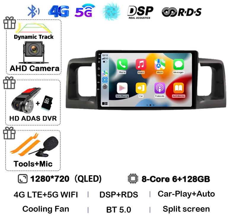Android 14 Carplay Auto WIFI 4G Car Radio For Toyota Corolla E120 E 120 BYD F3 2007 2008 2009 2010 2011 Stereo Multimedia Player