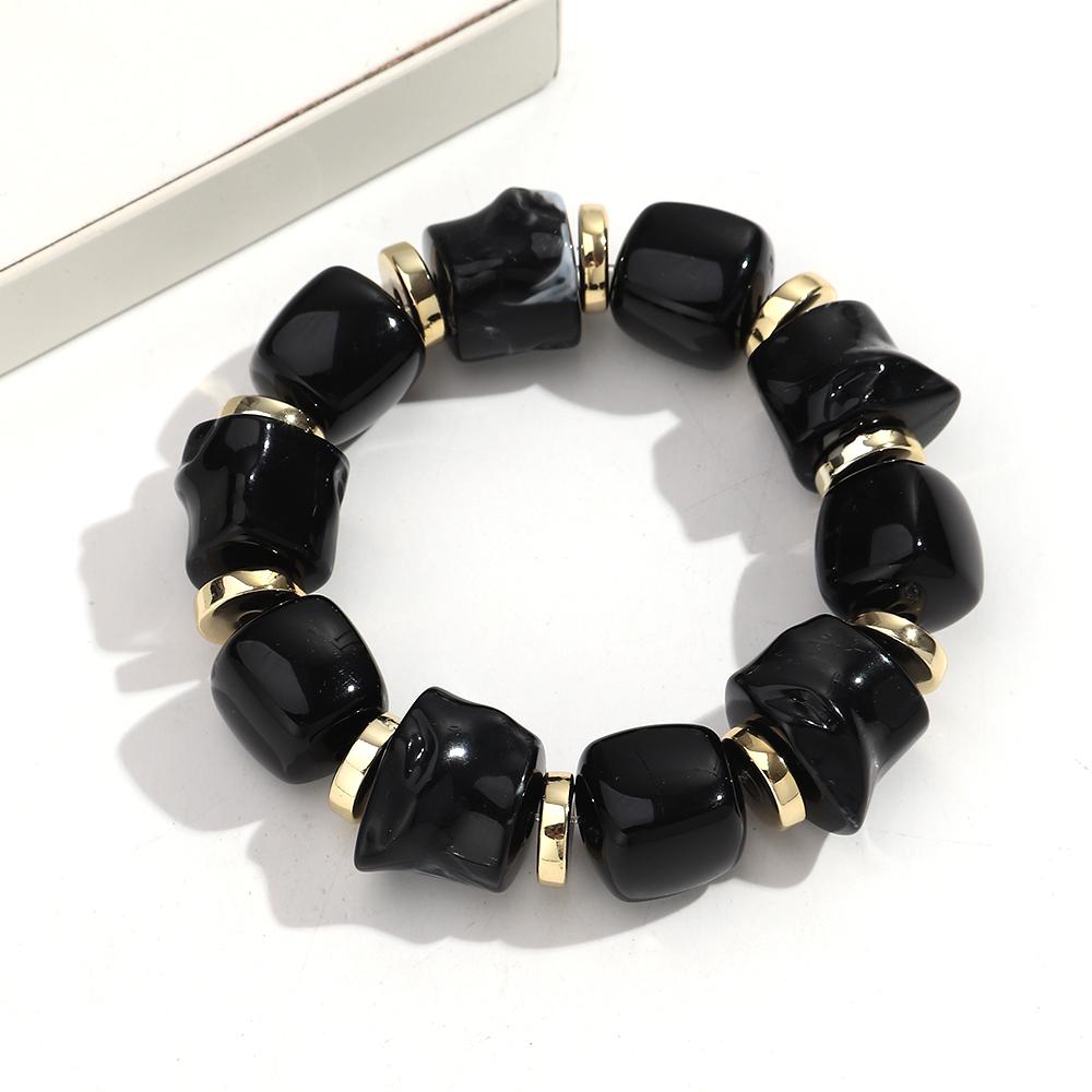 Boho Multicolor Resin Irregular Square Beaded Bracelet for Women Men New Trendy Acrylic Geometric Strechy Bracelet Jewelry Gifts