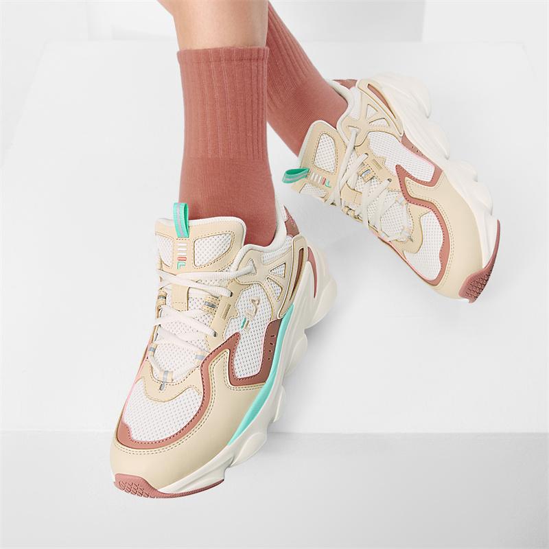 Fila Retro Series Versatile Fashion Trend Low-Top Casual Shoes Women Sneaker Snow-White Angora-Brown F12W422111FSB