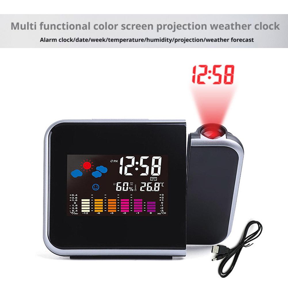 LED Rotating Projection Color Screen Digital Projection Electronic Clock Color Display Alarm Clock Home Desktop Decoration Clock
