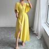 2025 Elegant V-neck Long Evening Gown for Women - Summer Fashion
