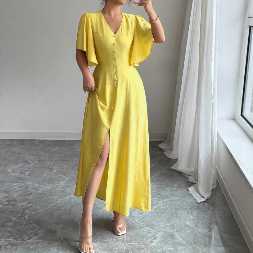 2025 Elegant V-neck Long Evening Gown for Women - Summer Fashion