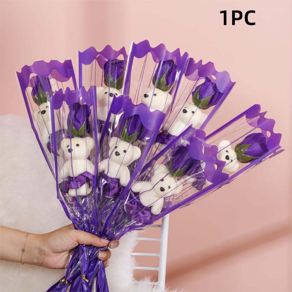 Soap Flower Artificial Rose Flowers Plush Toy Bear Bouquet Decoration