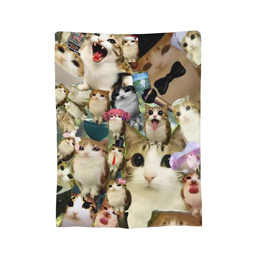 Meowl Katze Eule Meme Wurfdecke für Sofa Weiche Gemütliche Plüschdecke 50x60 Zoll Mehrere Größen Tagesdecken für Alle Jahreszeiten