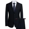 Men's Basic Style 2-Piece Suit: Solid Color Casual & Business Two-Button Blazer with Trousers