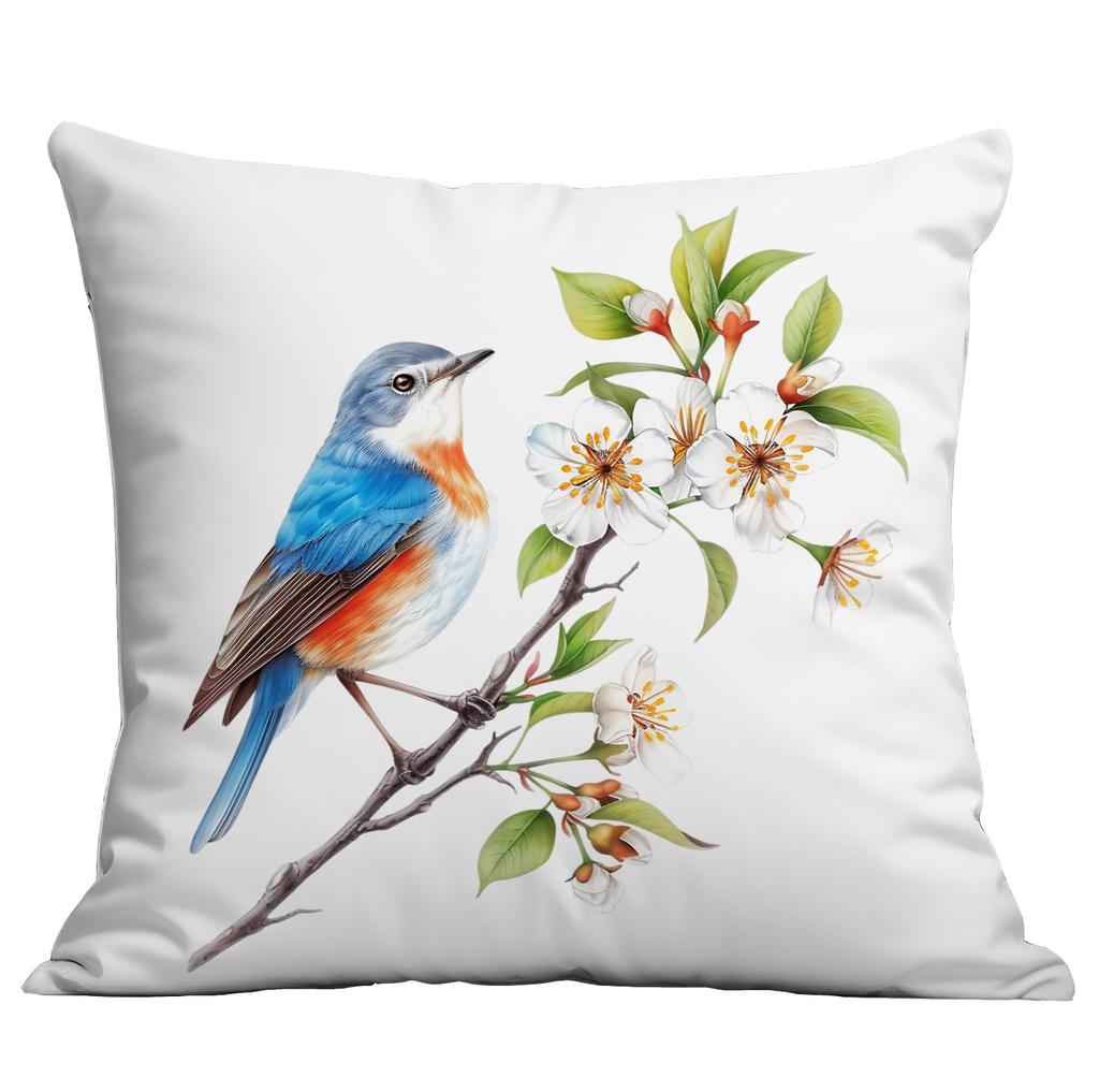 New Spring Flower and Bird Print Pillowcase Home Living Room Sofa Cushion Pillowcase