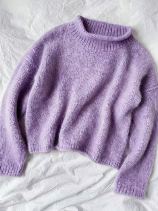 Korean Style Mohair Loose Sweater - Autumn/Winter Round Neck Rolled Hem Pullover for Women