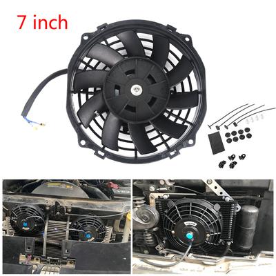 7 Zoll Universell 12V 80W Schlank Umkehrbar Schwarzes Flügelrad Elektrischer Kühlradiator Auto Lüfter Montagekit