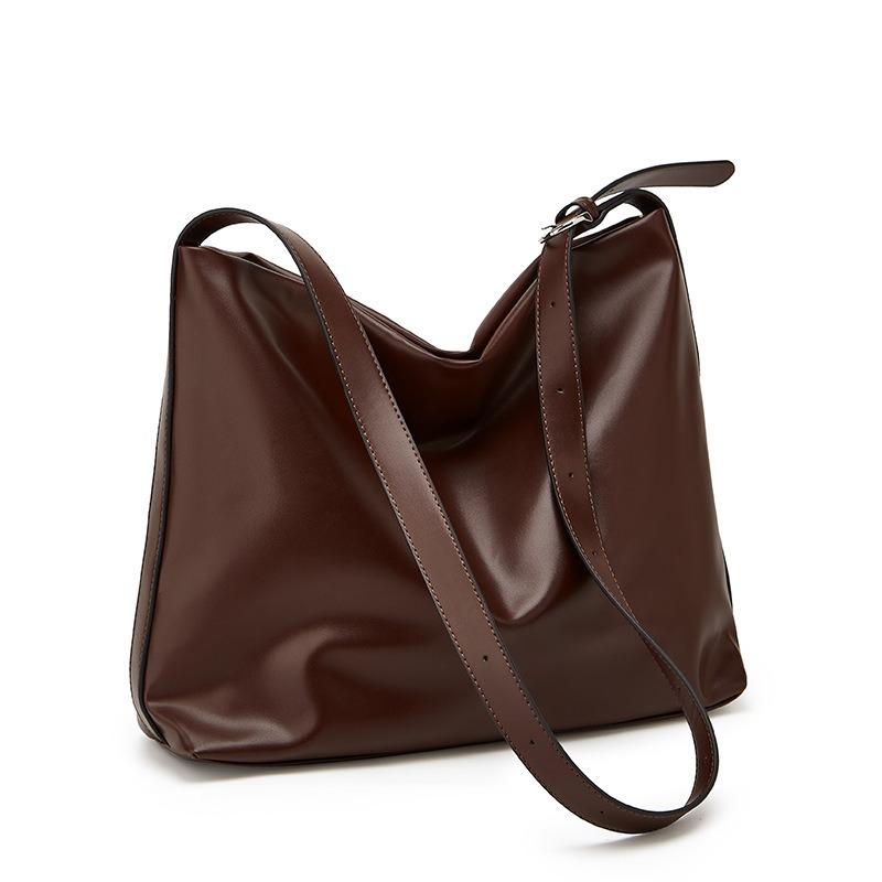 Premium Sense Solid Color Simple Tote Bag Large Capacity Commuting Versatile Portable Women's Bag Casual Shoulder Messenger Bag