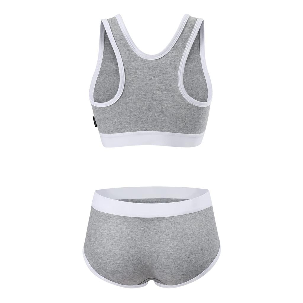LittleForBig Women's 2-Piece Bralette Set (Gamer Girl) Cotton Cami and Panties, Gray, Size 2XL