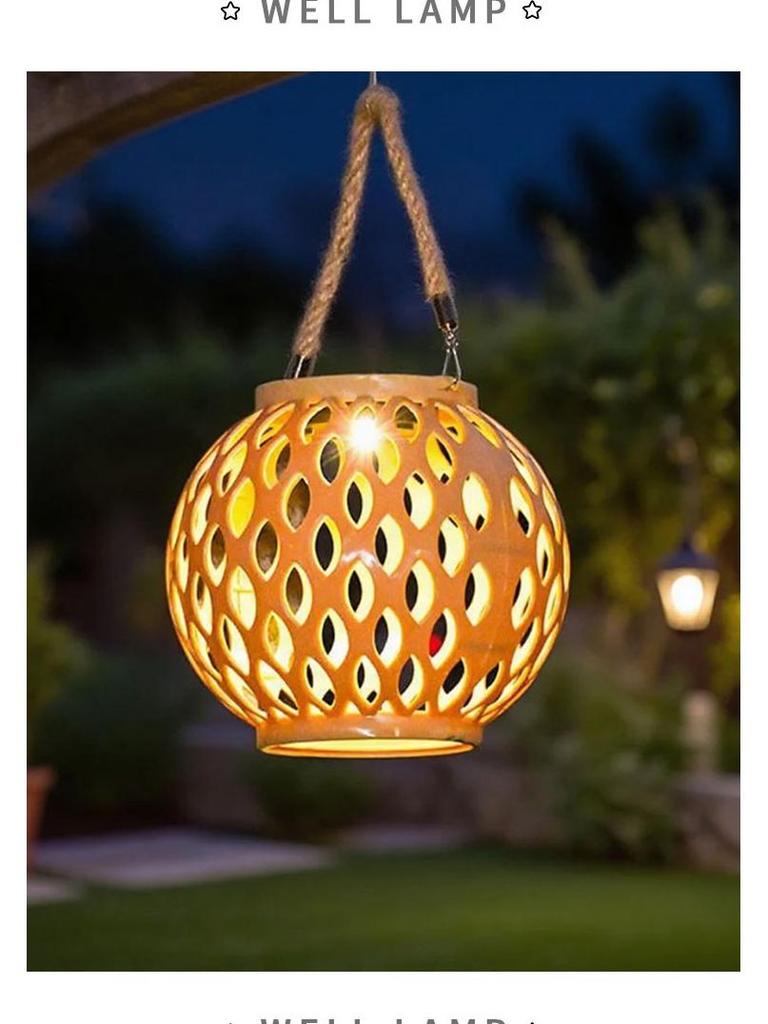 Outdoor Rainproof Solar Hanging Zen Lantern: Atmospheric Pendant Light for Trees and Courtyards
