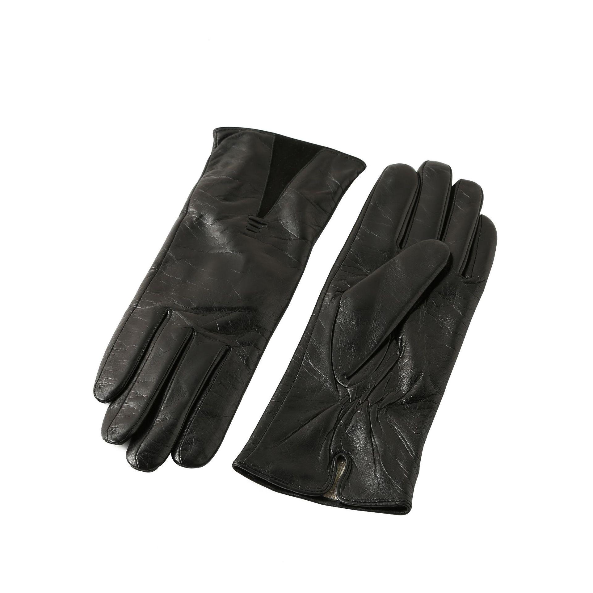 Women s European  American Winter Lambskin Gloves - Super Soft Genuine Leather with Goatskin Wool Lining XXL чёрный