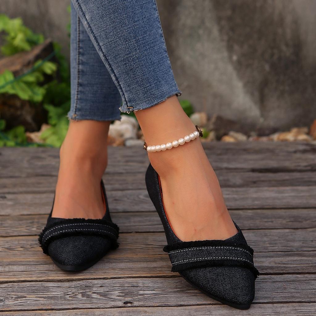 2025 new flat-bottomed pointed shallow mouth single shoes fashionable and comfortable women's single shoes summer non-slip one-pedal soft-soled single