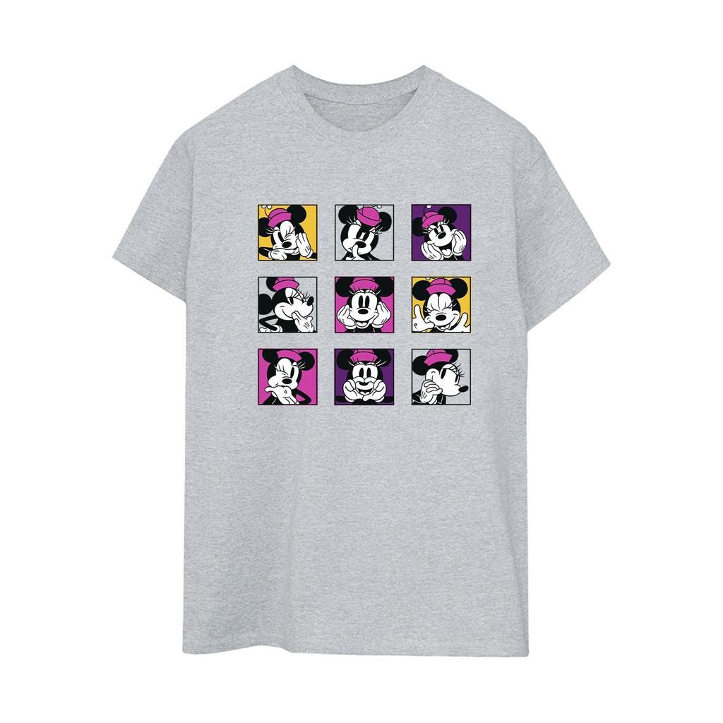 Disney Womens/Ladies Minnie Mouse Squares Cotton Boyfriend T-Shirt