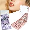 Adjustable Brightness LED Makeup Mirror Brush Set LED Lights Makeup Brush Box  Camping