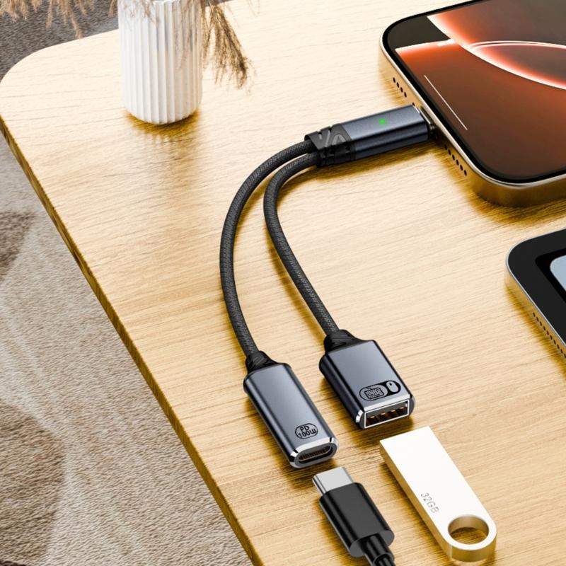 C To USB OTG and Charger Adapter Cable for Type C Devices with Audios Capability Compatible for Phone Tablets Computer