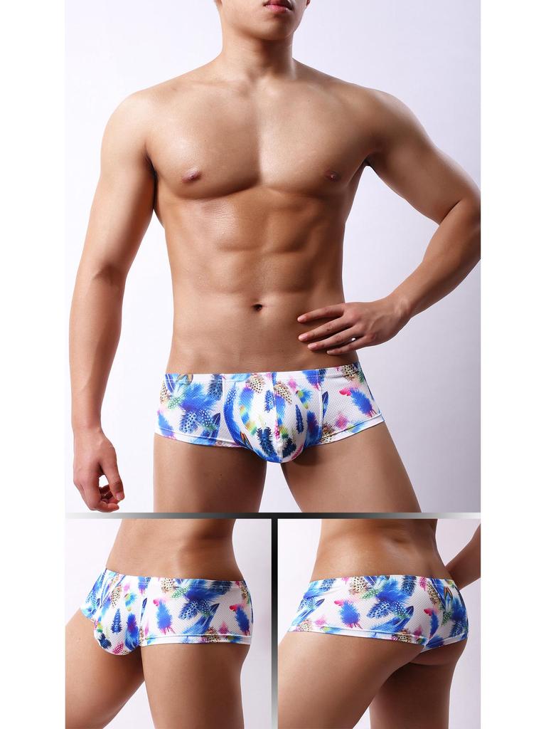 European and American Low-Rise Men's Head Print Mesh Underwear with Moisture-Wicking and Breathable Fabric