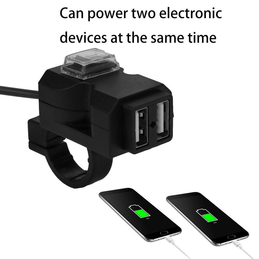 12V motocyklové USB nabíječky 3.0 zásuvka Duální porty pro telefon Mobilní 5V 3.1A napájecí adaptér Příslušenství pro motocykly Vodotěsné kryty