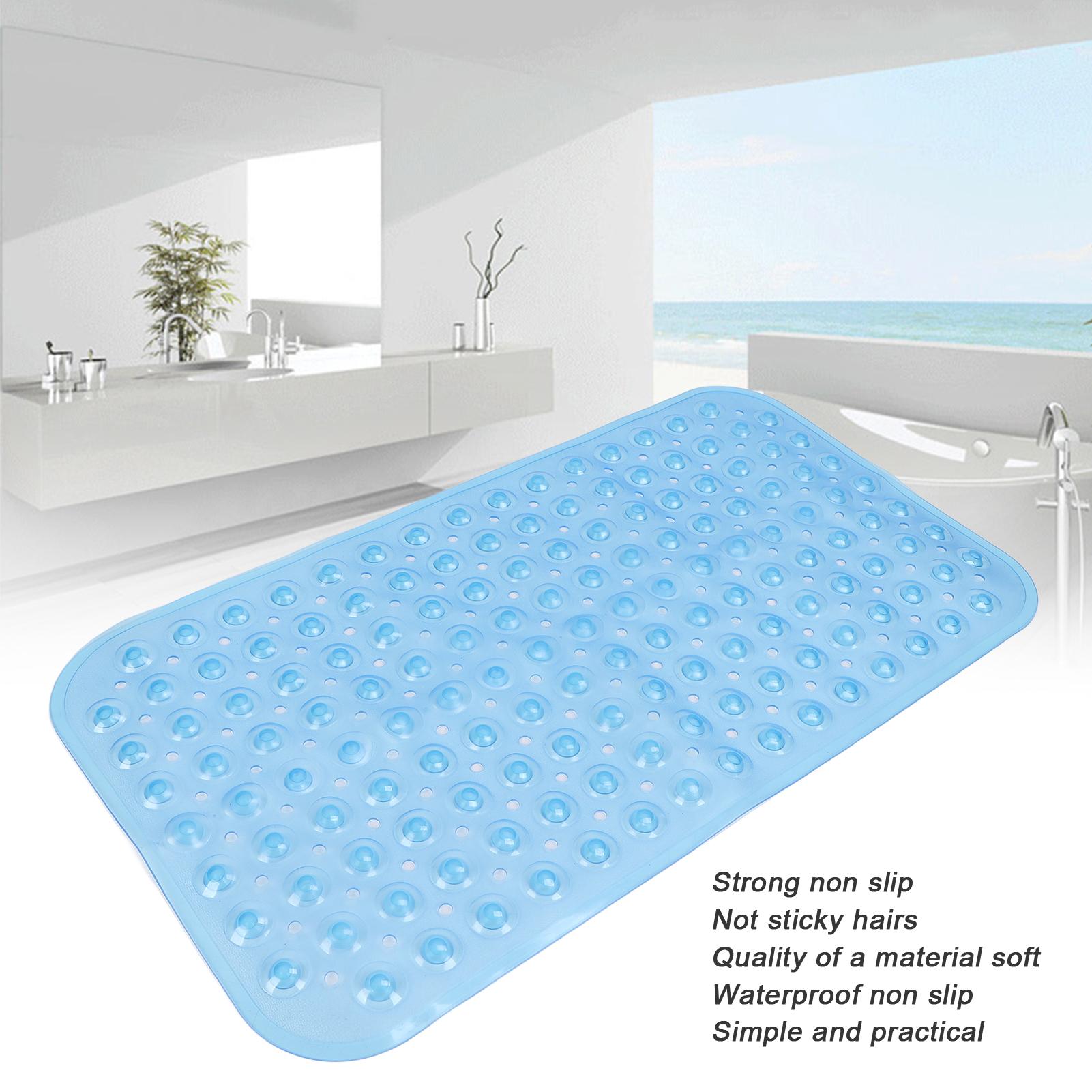 

Bathtub Shower Mat PVC Prevent Slip Drain Holes Bendable Bathroom Floor Mat Home Hotel Use Transparent Blue