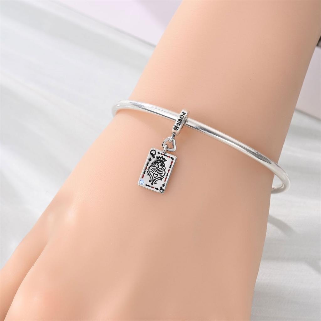 Original Copperplaying Cards Charms Poker Joker Hearts Spades Crown Bead Pendant Fit Bracelet Necklace Jewelry