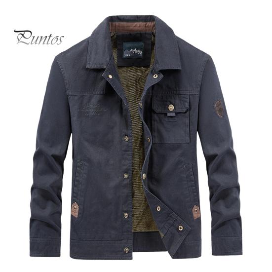 

Чоловіча куртка з лацканами з довгим рукавом і кількома кишенями Дизайнерська куртка Пальто Однобортний однобортний піджак на відкритому повітрі Щоденний одяг M темно-синього кольору