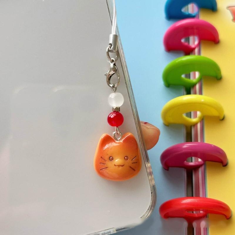 Fashion Cartoon Cat Bead Pendant Phone Straps Lanyard Pocket Keychain Strap Backpack Charm Car Key Decoration Chain