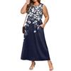 Ladies' Floral Print Casual And Fashionable Waist Cinched Sleeveless Dress