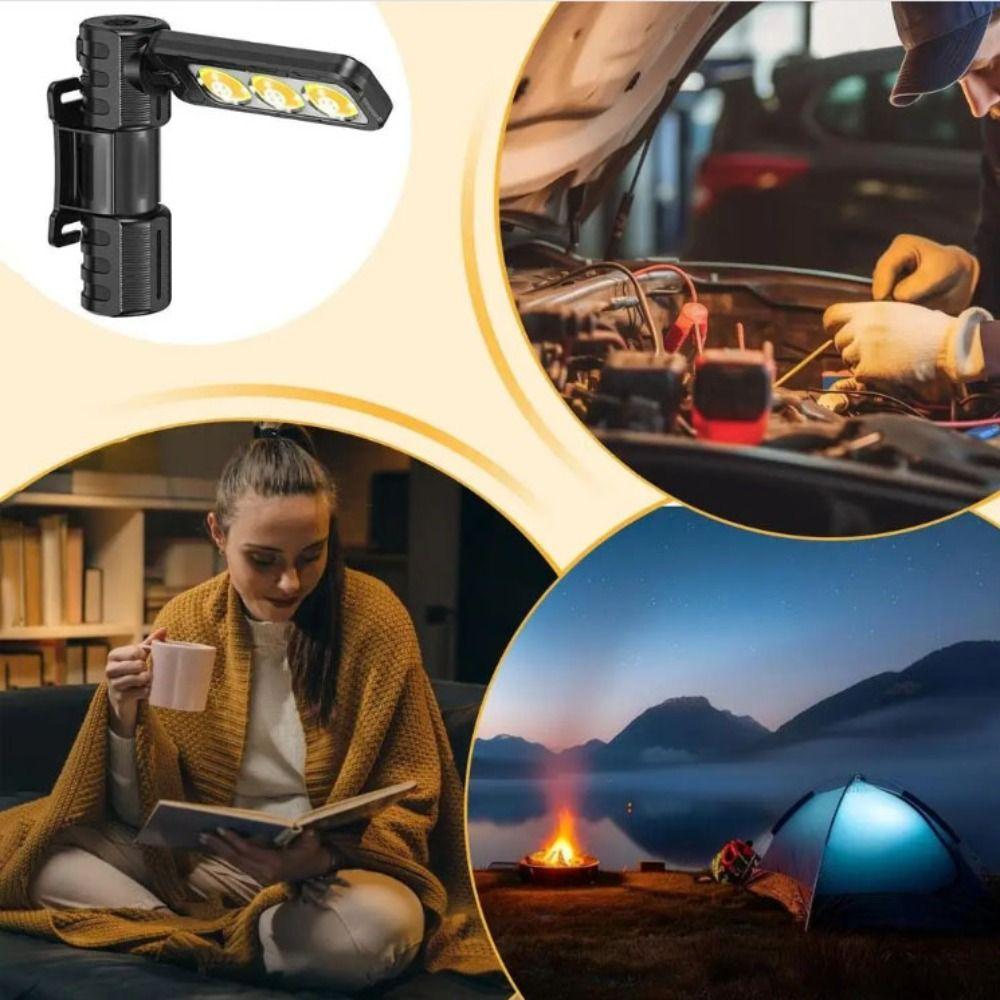 6-Modes Dimming Handheld Worklight 180-Degree Rotation Waterproof Design Portable Gym Lamp USB Rechargeable Foldable Portable