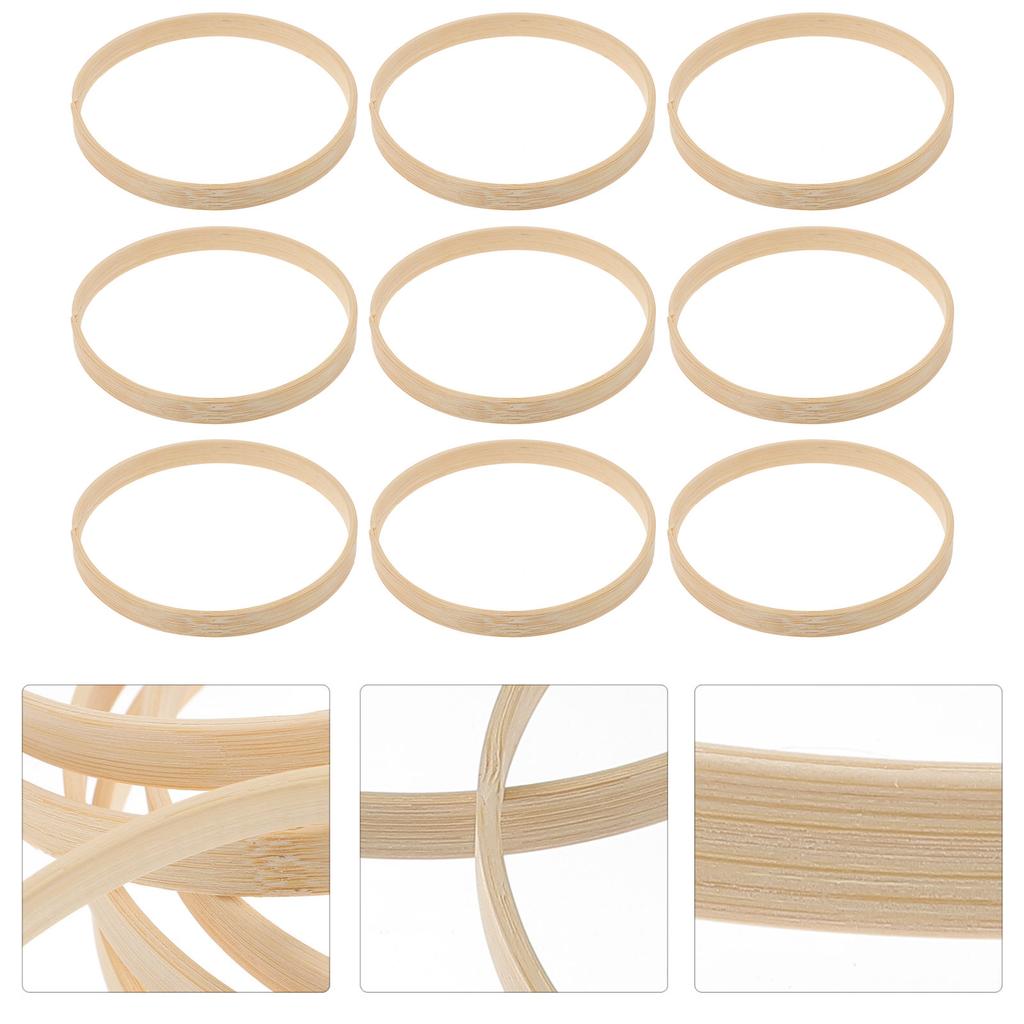 12Pcs 26Cm Round Bamboo Craft Rings Eco Friendly Dream Catcher Accessories for Macrame Lace Fabric Covering Home Decor
