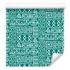 Polynesian Geometric Pattern Wallpaper Turquoise and Sea 50x1000