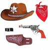 Brown Cowboy Hat Set for Children Sheriff + Bandana Revolver Holster