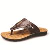 New Men Slippers Summer Flip Flops The First Layer Cow Leather Flat Heel Casual Mulers Clogs Beach Shoes High Quality Sandals