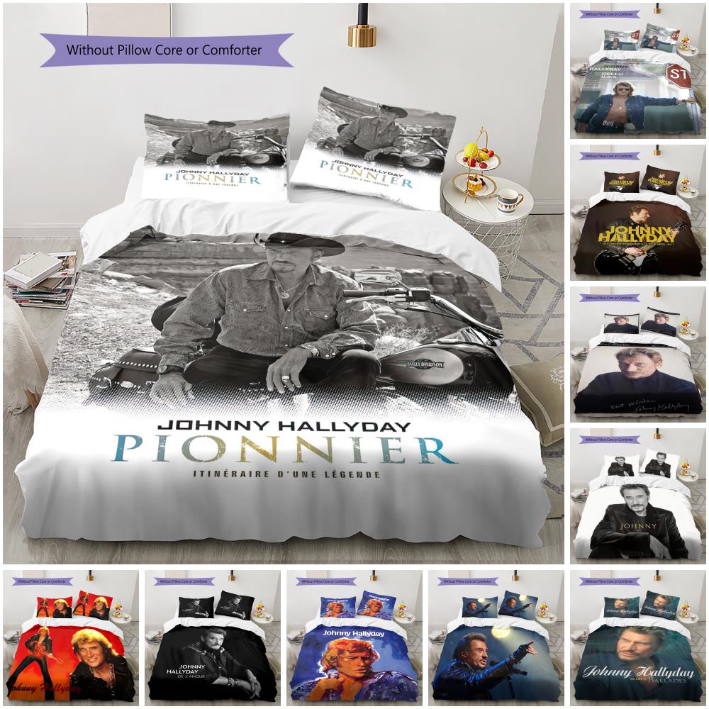 1PC Johnny Hallyday pattern Bedding Quilt Set Quilt Cover Pillowcase Home Decoration Birthday Gift (1 * duvet cover + 19 * pillowcase, without core)